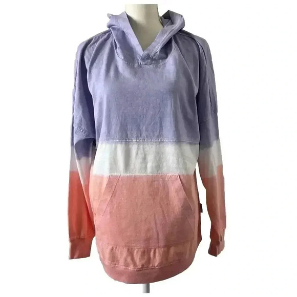 NWOT Spirit Jersey 100% Cotton Oversized Colorblock Ombre Hoodie in Size Medium - Picture 1 of 16
